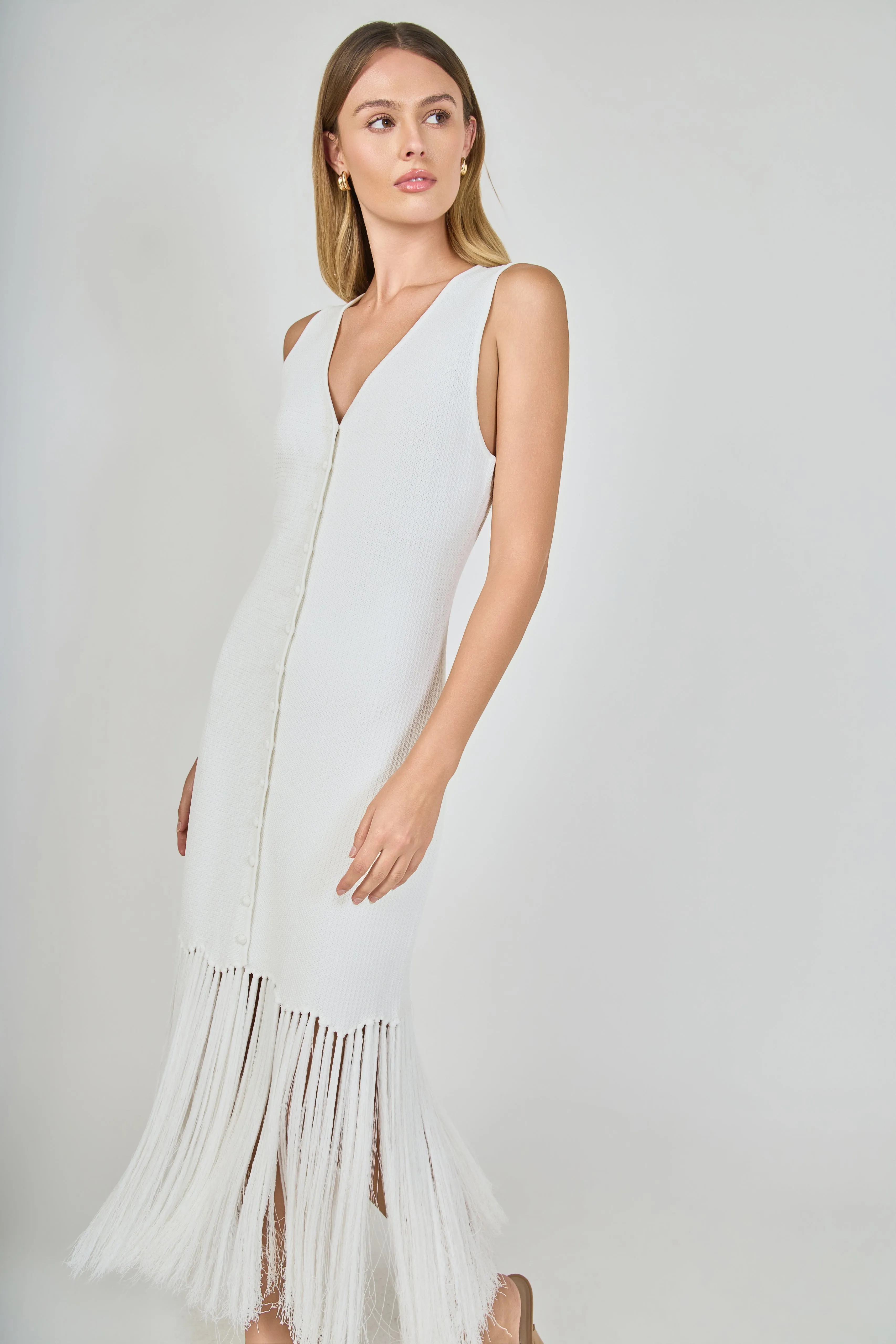 Sleeveless Fringed Knit Midi Dress sold by Endless Rose product image thumbnail 5