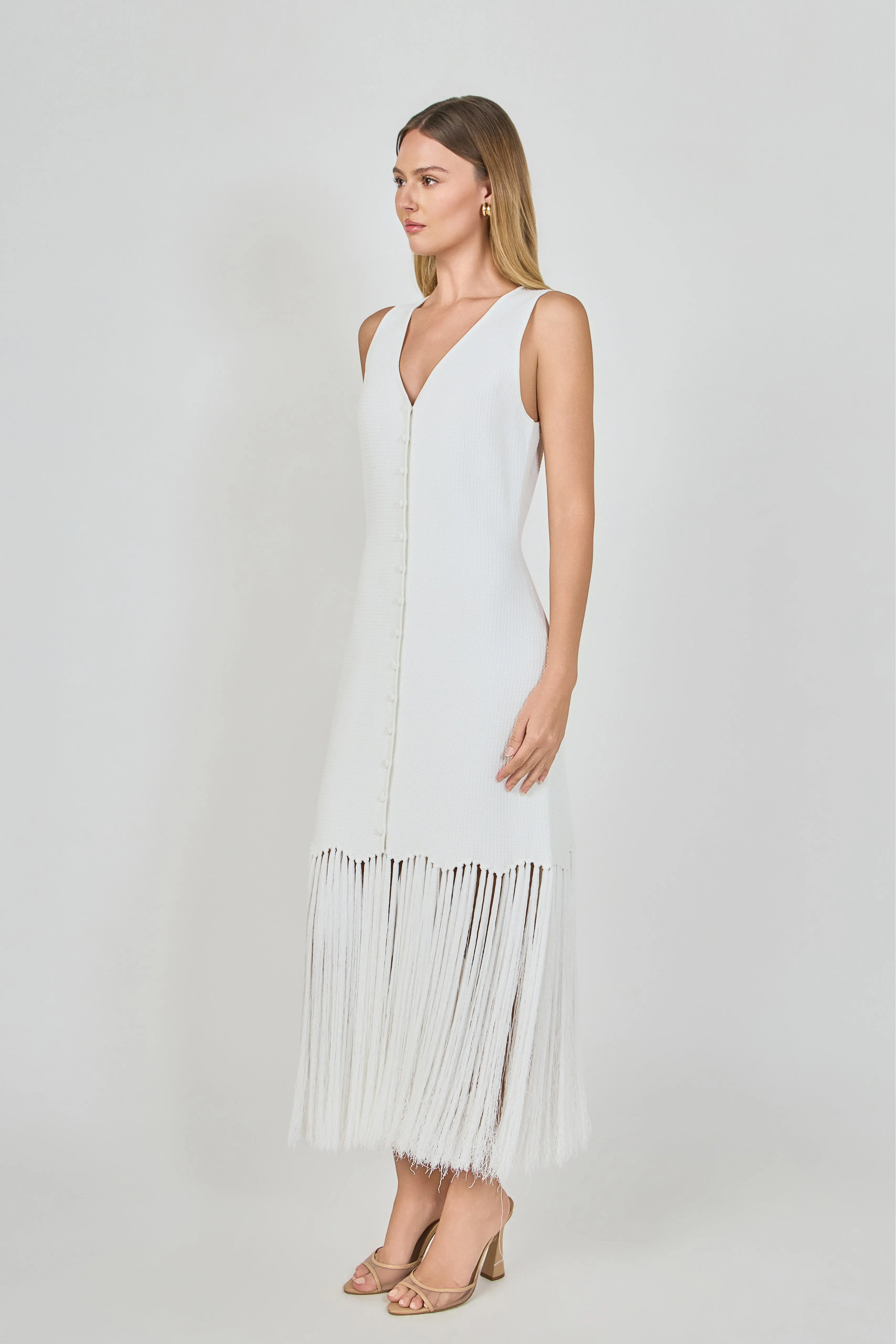 Sleeveless Fringed Knit Midi Dress sold by Endless Rose product image thumbnail 3