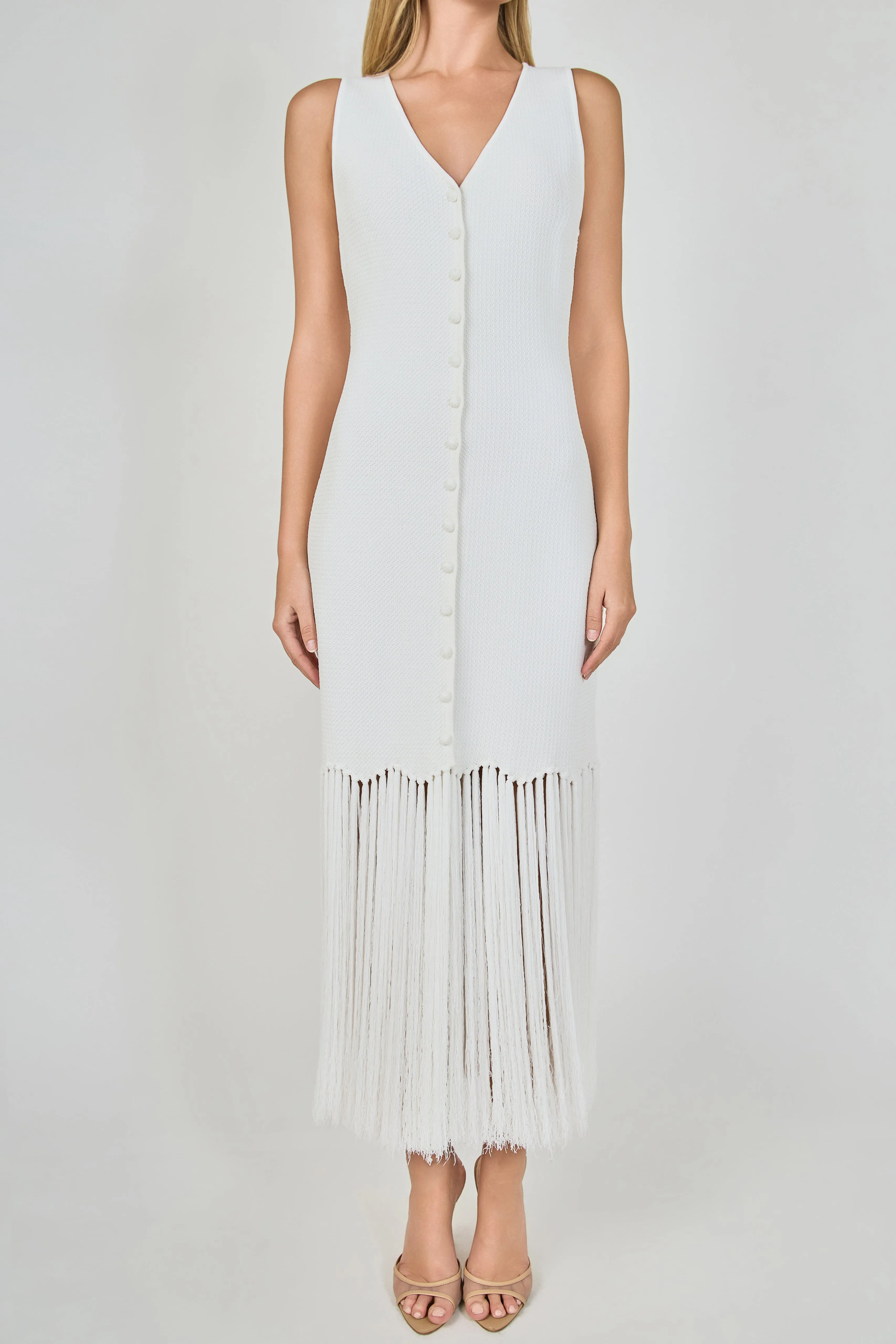 Sleeveless Fringed Knit Midi Dress sold by Endless Rose product image thumbnail 2