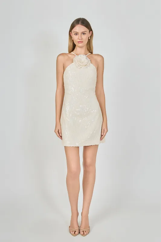 Sequin Mini Dress with florette made by Endless Rose