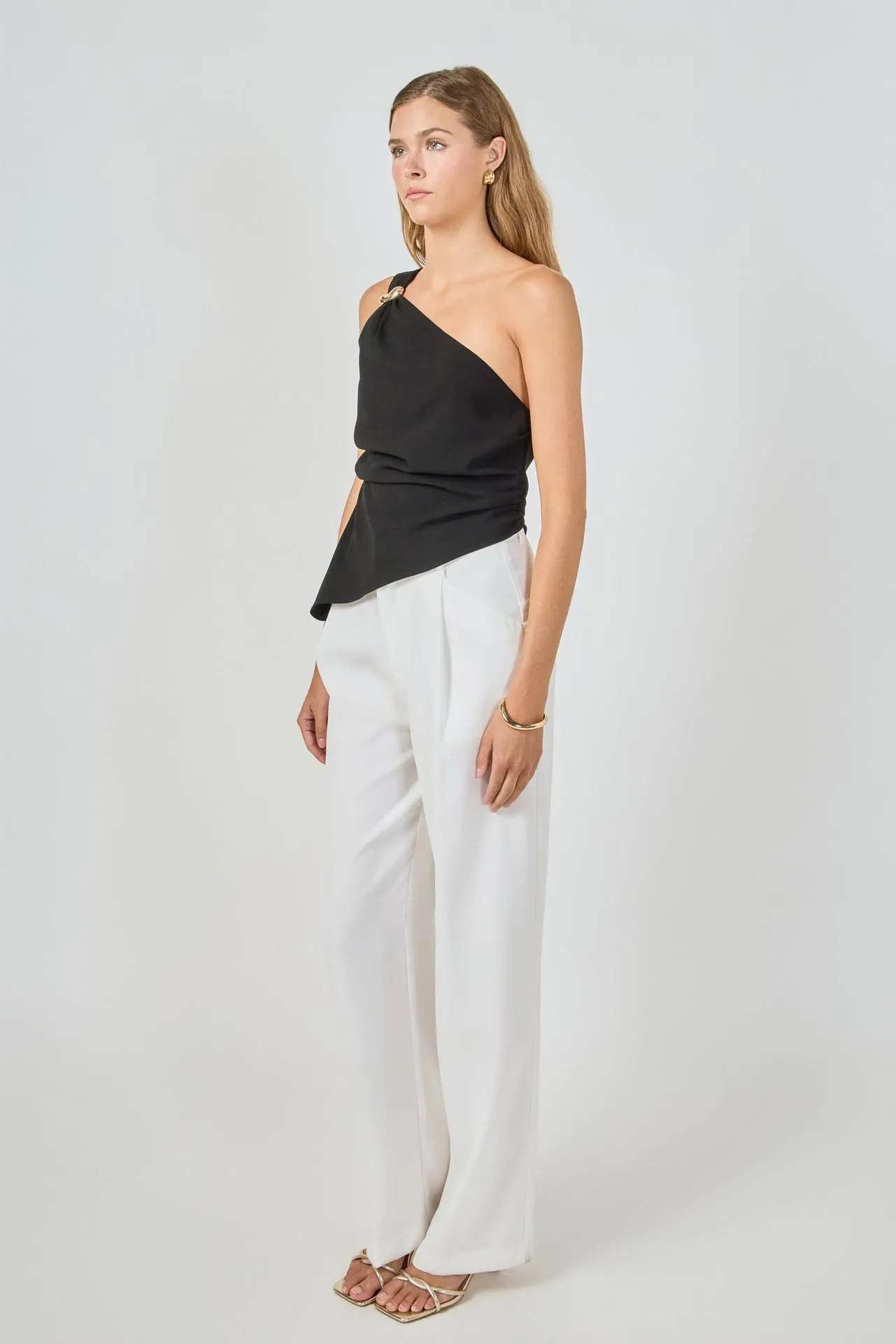 One Shoulder Ruched Top with Gold Trim sold by Endless Rose product image thumbnail 3