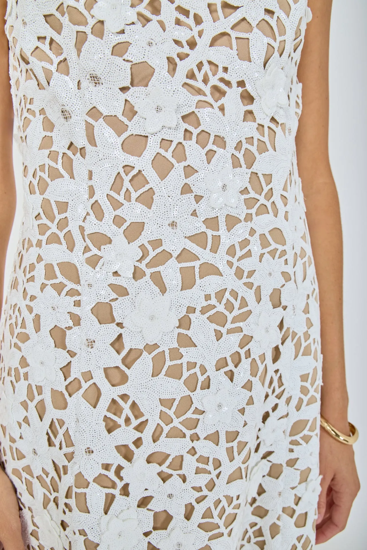Floral Applique Sequins Lace Strapless Mini Dress sold by Endless Rose product image thumbnail 5