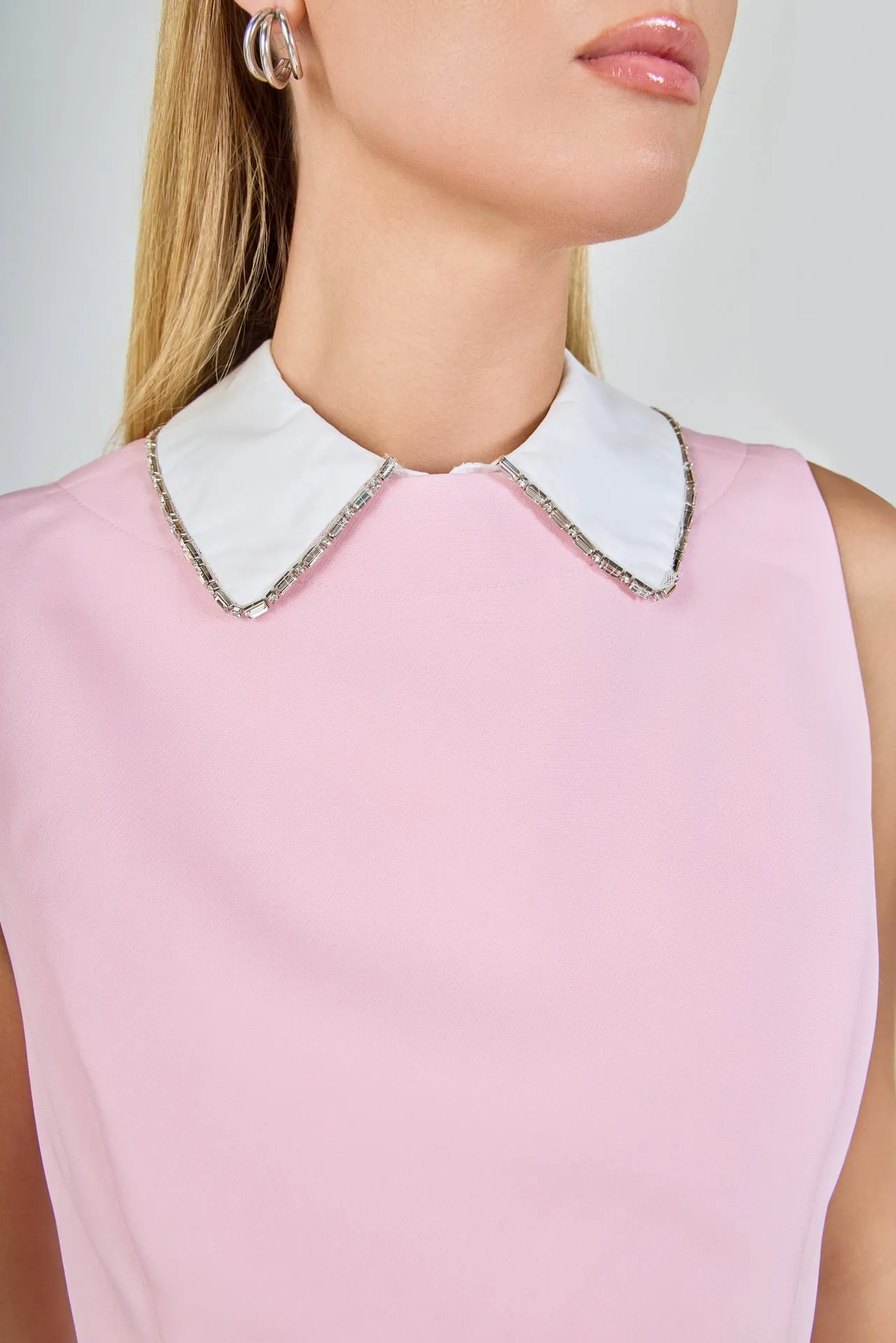 Rhinestone Piping Collared Mini Dress sold by Endless Rose product image thumbnail 5