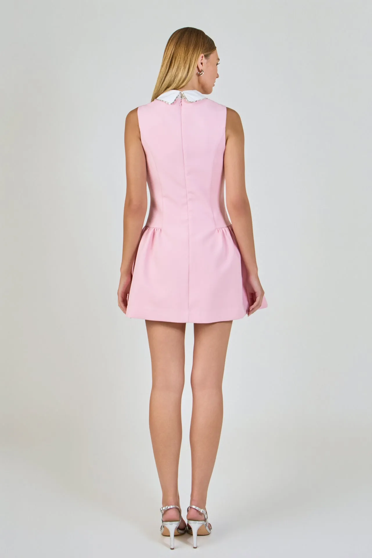 Rhinestone Piping Collared Mini Dress sold by Endless Rose product image thumbnail 4