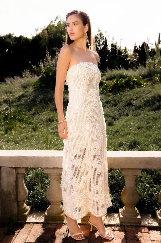 Strapless Embroidered Net Maxi Dress made by Endless Rose