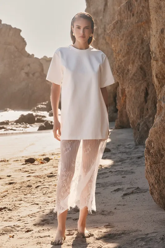 Mix Lace T-shirt Midi Dress made by Endless Rose