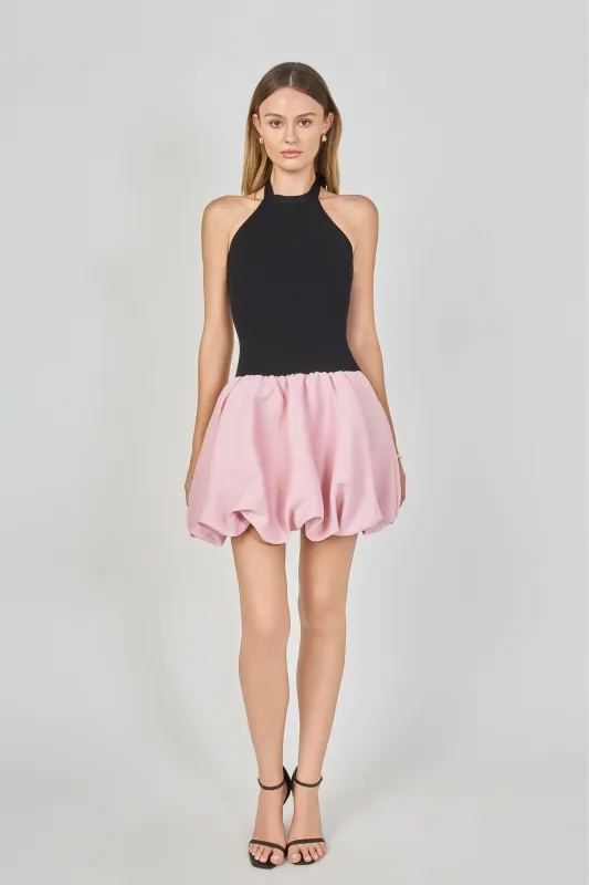 Mix Media Halterneck Bubble Mini Dress made by Endless Rose