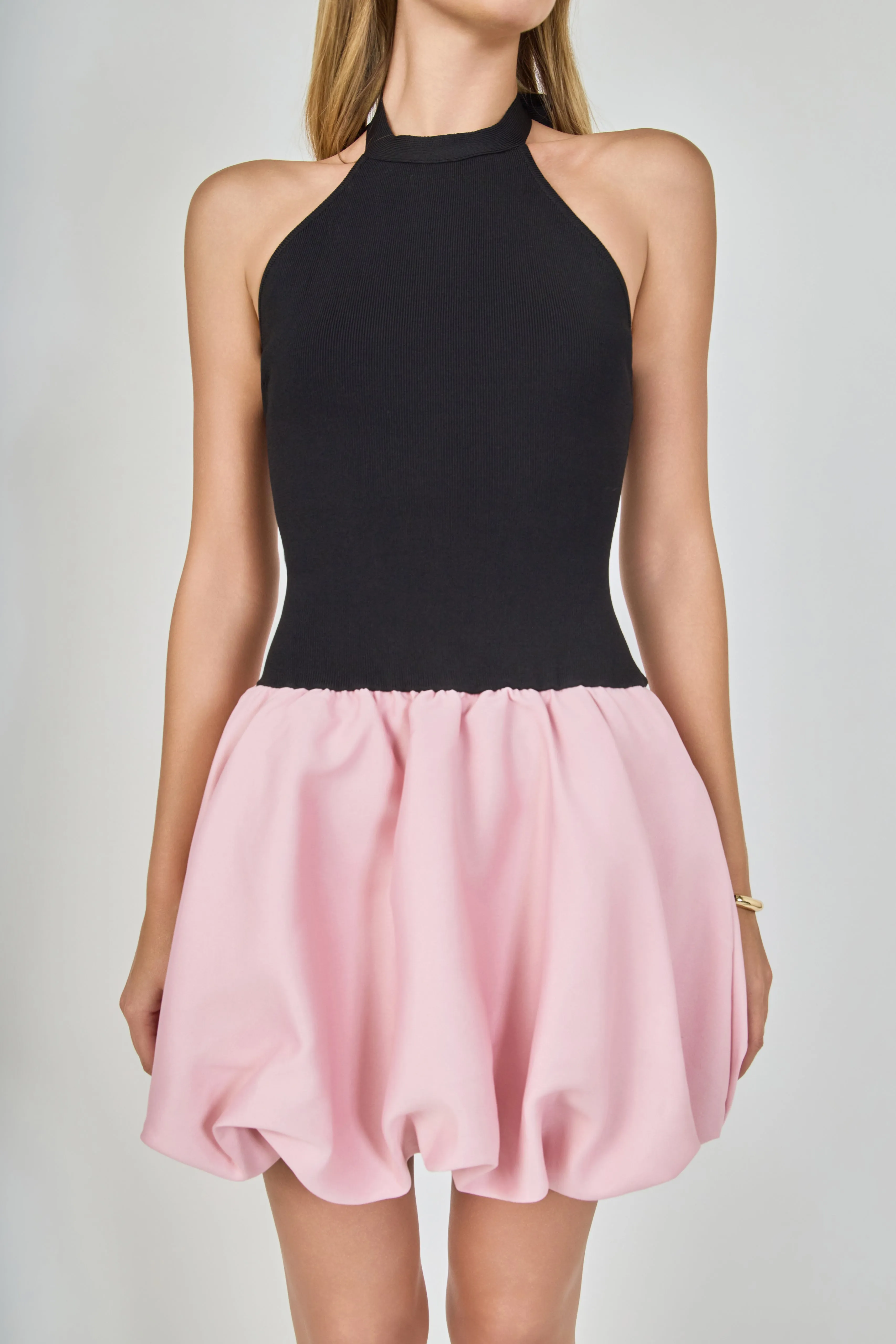 Mix Media Halterneck Bubble Mini Dress sold by Endless Rose product image thumbnail 2