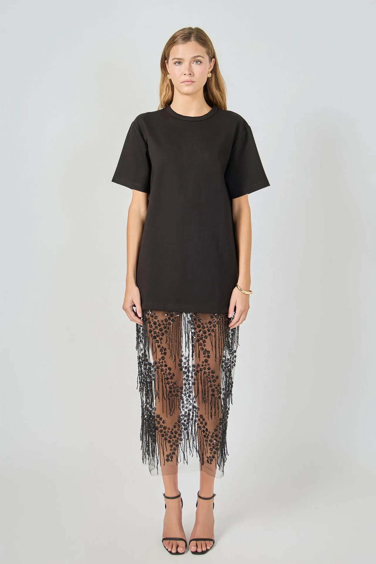 Mix Rhinstone Lace T-shirt Midi Dress sold by Endless Rose
