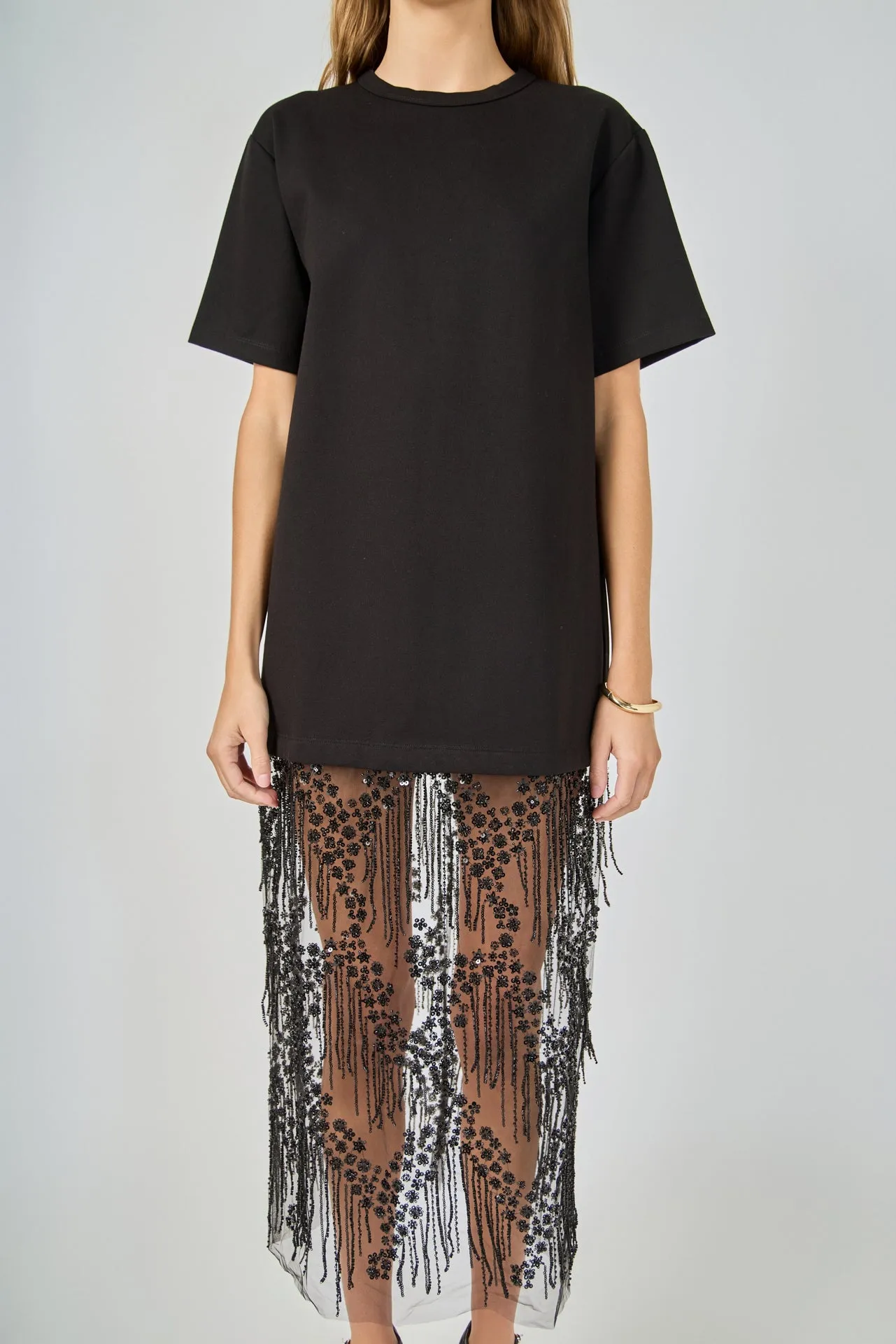 Mix Rhinstone Lace T-shirt Midi Dress sold by Endless Rose product image thumbnail 2
