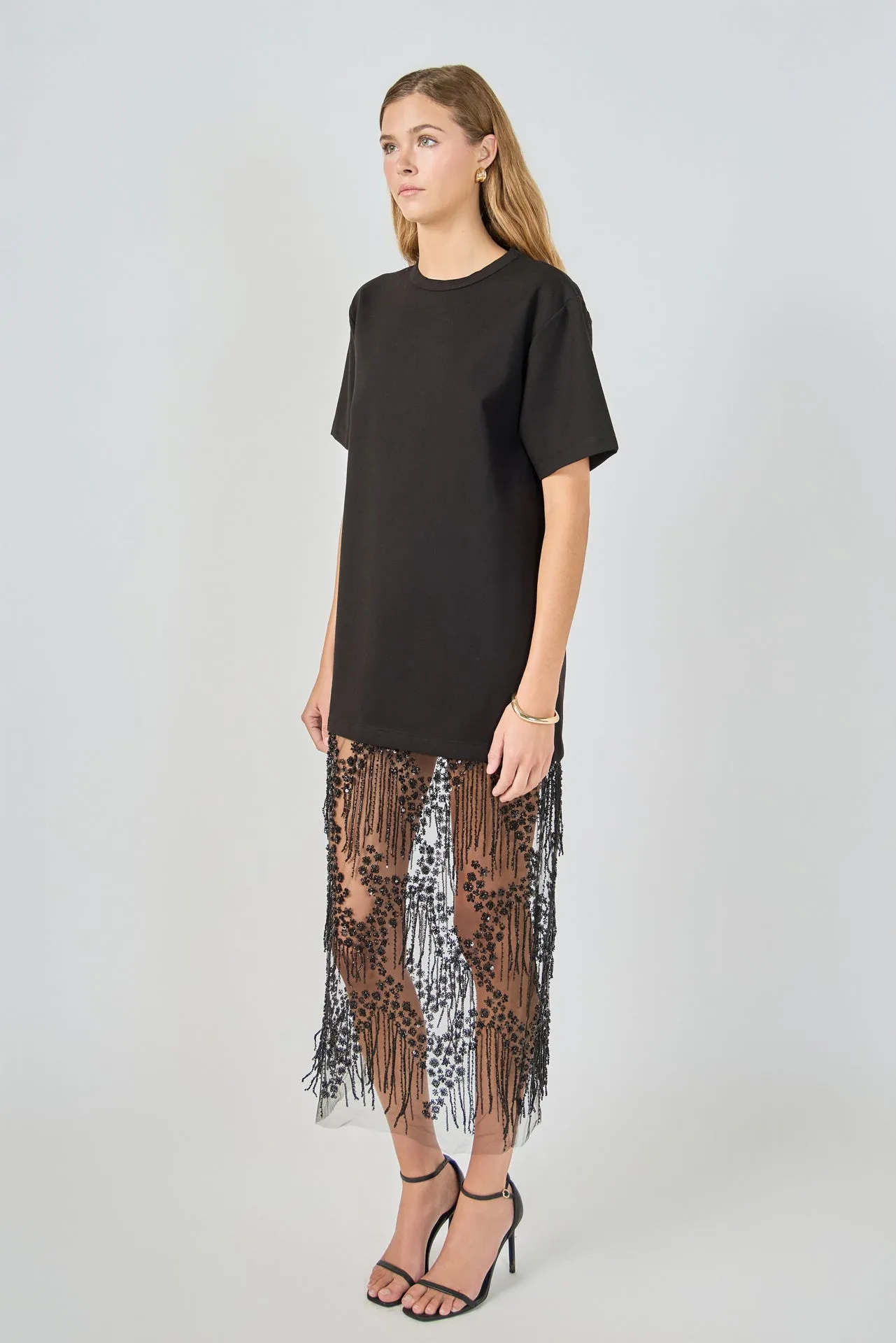 Mix Rhinstone Lace T-shirt Midi Dress sold by Endless Rose product image thumbnail 3