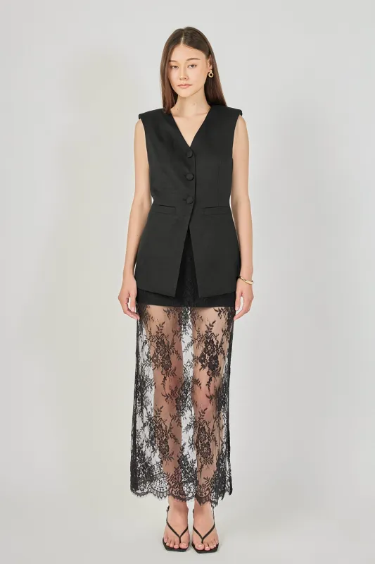 Lace Mix Media Sleeveless Maxi Dress made by Endless Rose