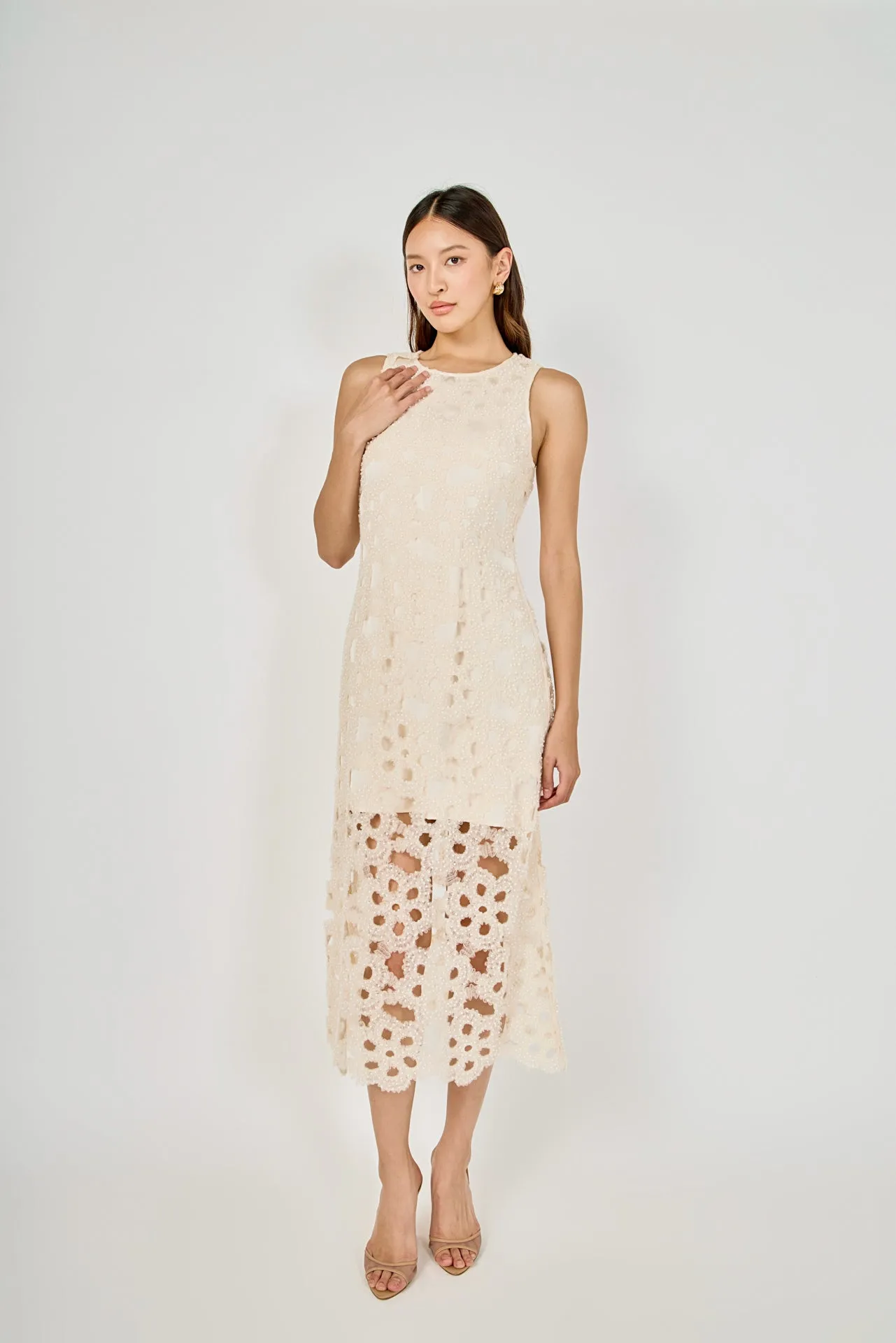Pearl Floral Lace Midi Dress sold by Endless Rose product image thumbnail 5