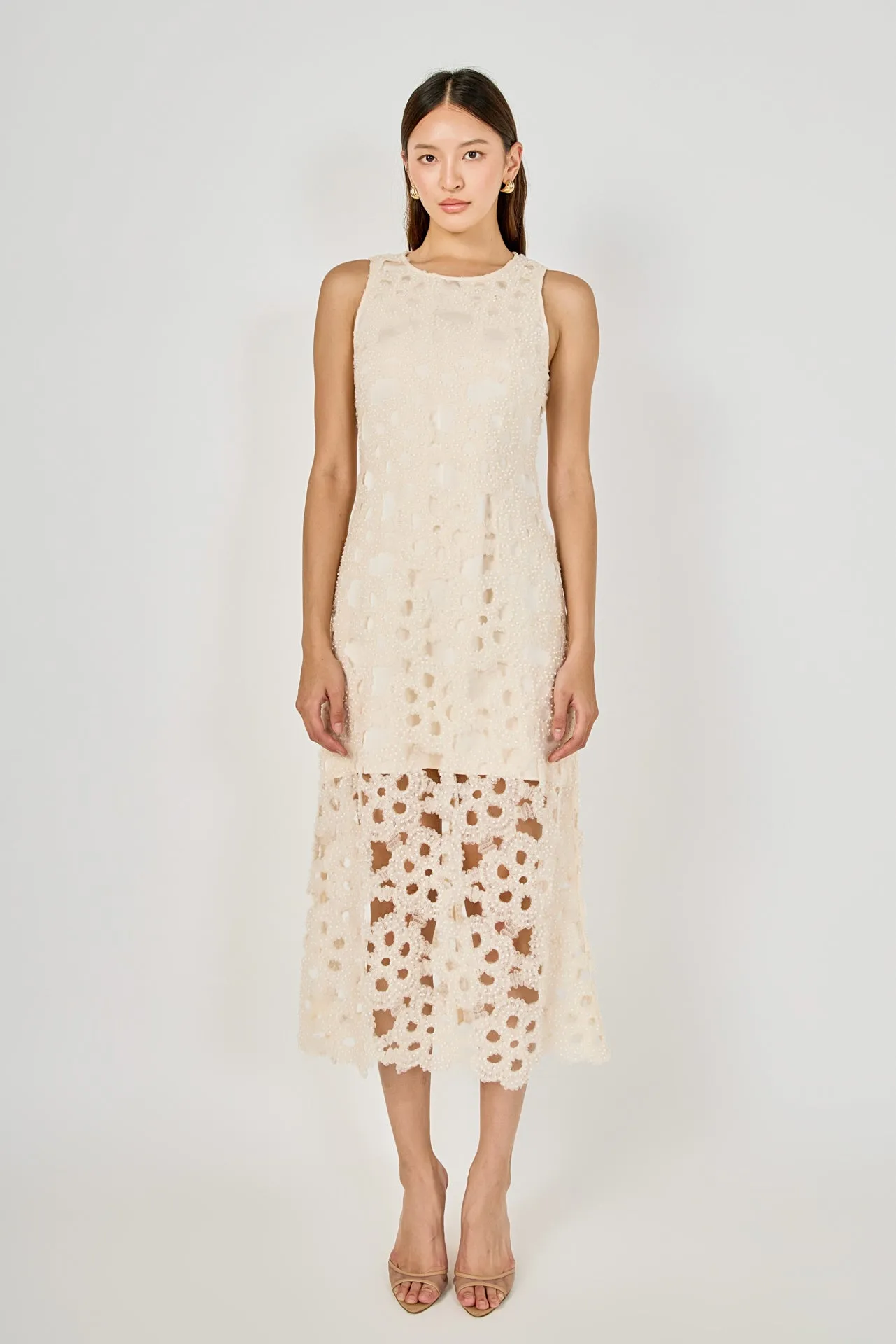 Pearl Floral Lace Midi Dress sold by Endless Rose