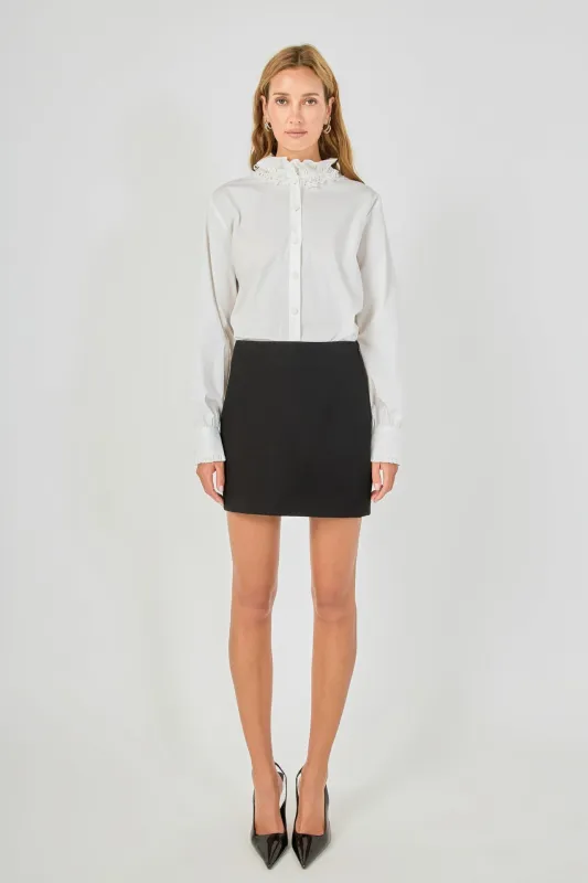 Embroidered Ruffle Collar Blouse made by Endless Rose