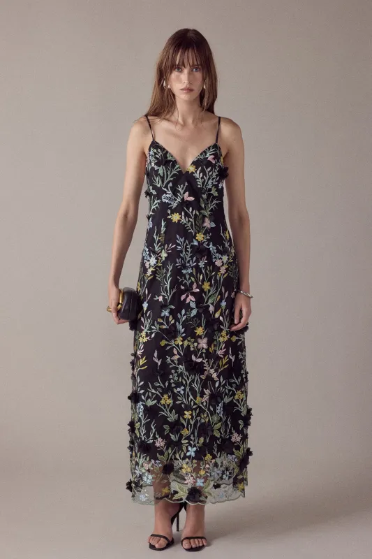 3D Floral Embroidered Maxi Dress made by Endless Rose