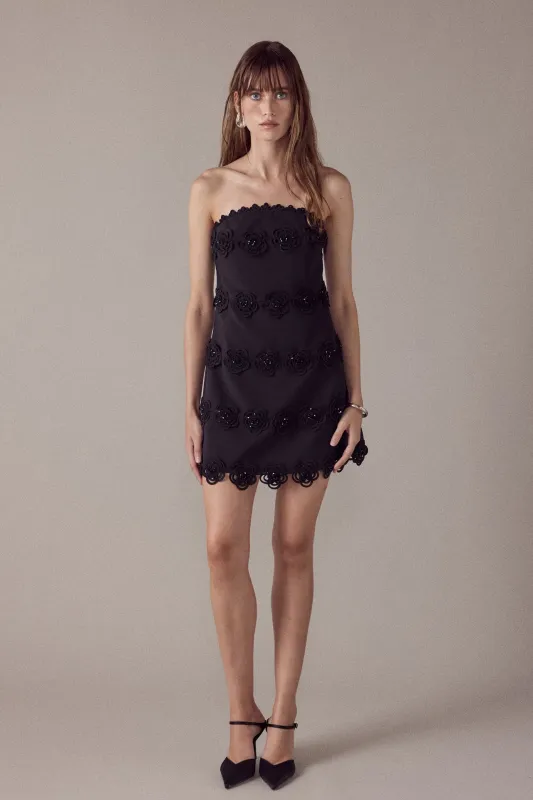 Floral Appliqué Strapless Mini Dress made by Endless Rose