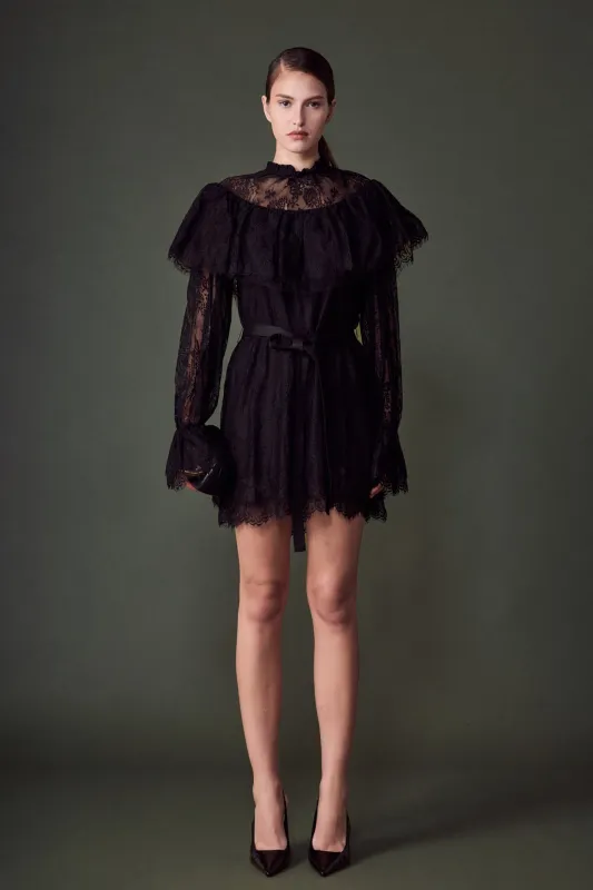 Mock Neck Lace Mini Dress made by Endless Rose
