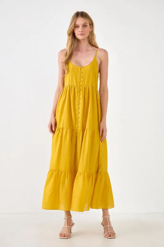 Button Detail Tiered Maxi Dress sold by Endless Rose