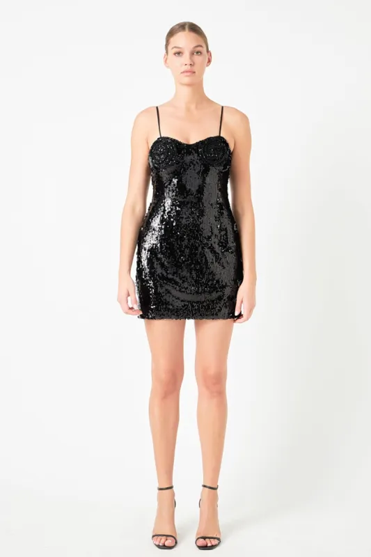 Sequin Flower Mini Dress sold by Endless Rose
