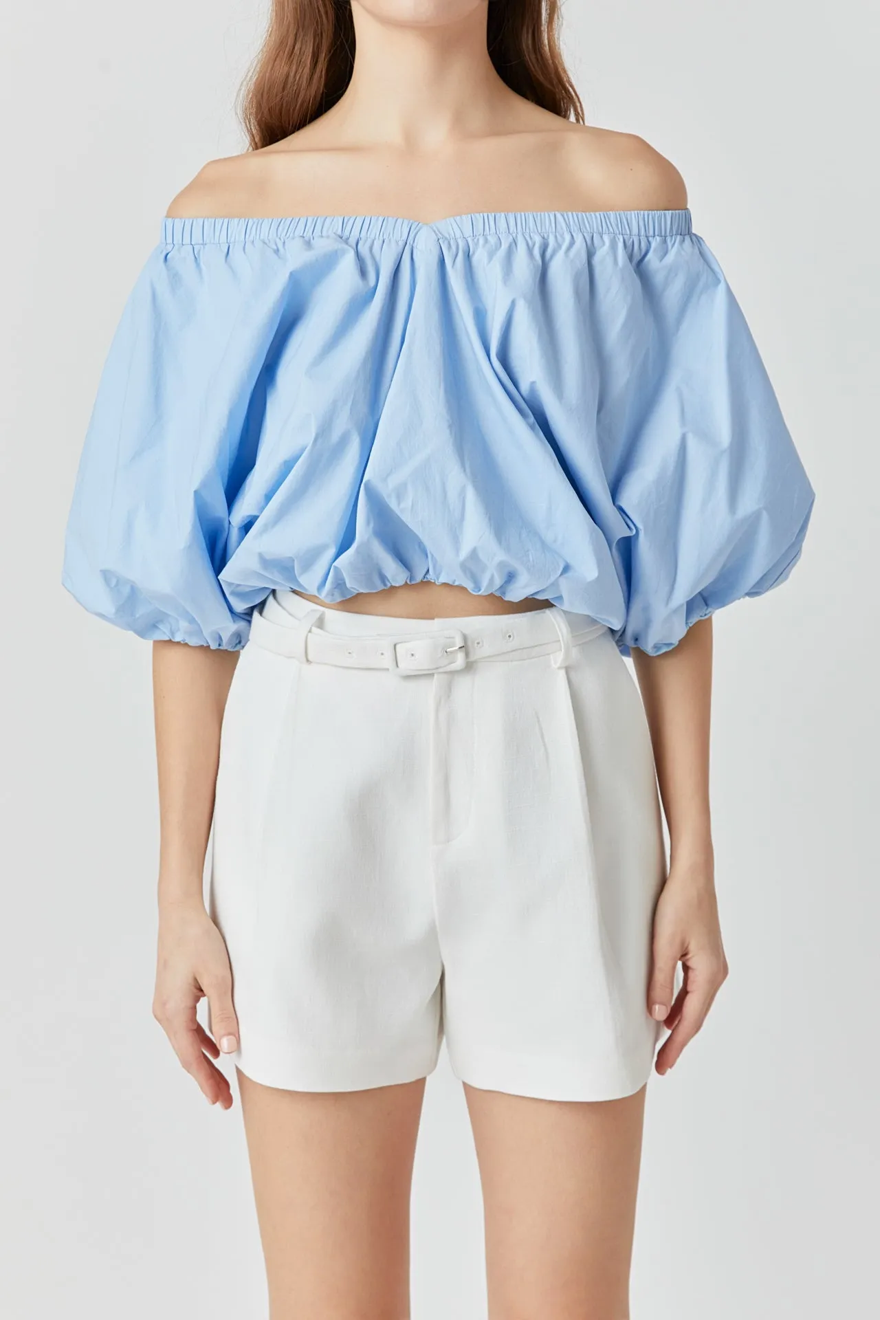 Cropped V-neckline Puff Top sold by Endless Rose product image thumbnail 2
