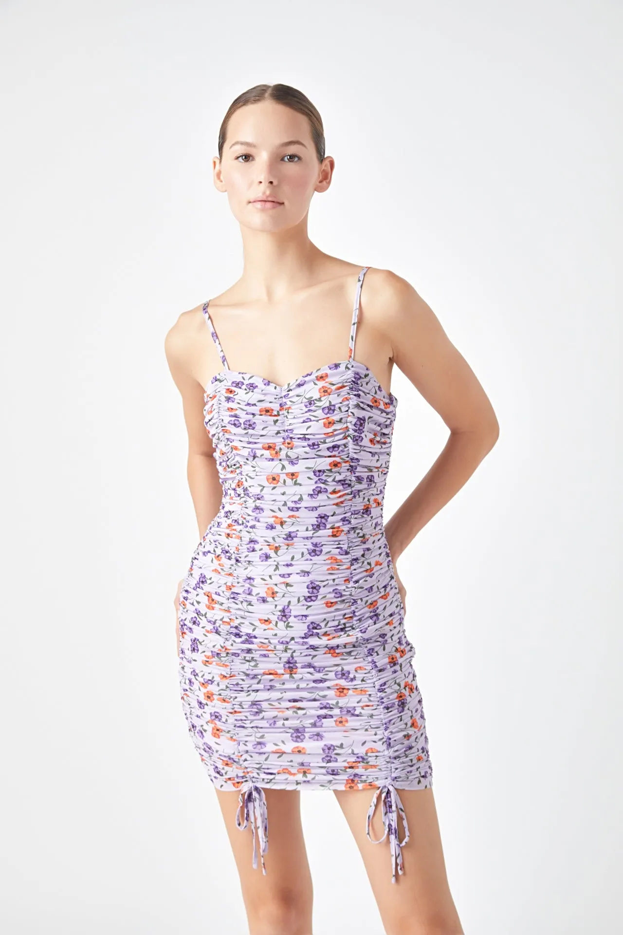 Floral Mesh Ruched Mini Dress sold by Endless Rose product image thumbnail 5