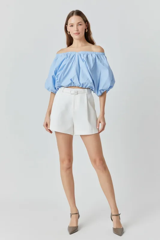 Cropped V-neckline Puff Top sold by Endless Rose