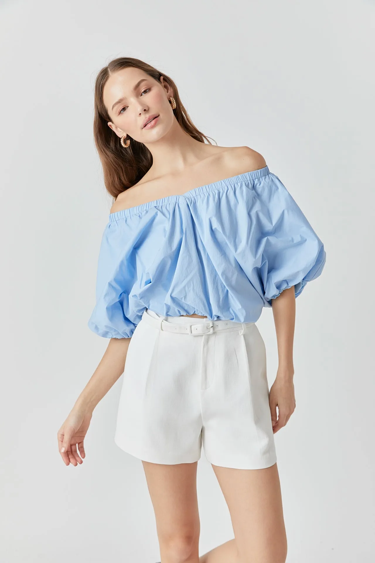 Cropped V-neckline Puff Top sold by Endless Rose product image thumbnail 5