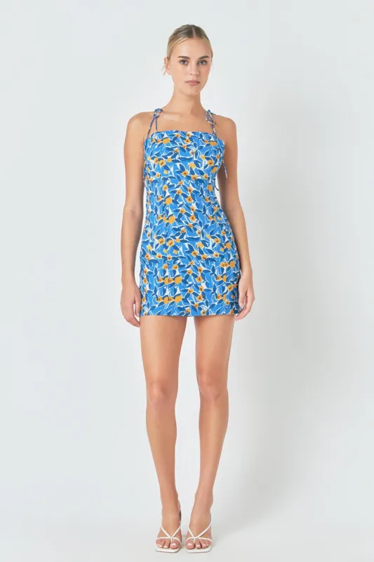 Floral Print Textured Fitted Mini Dress sold by Endless Rose
