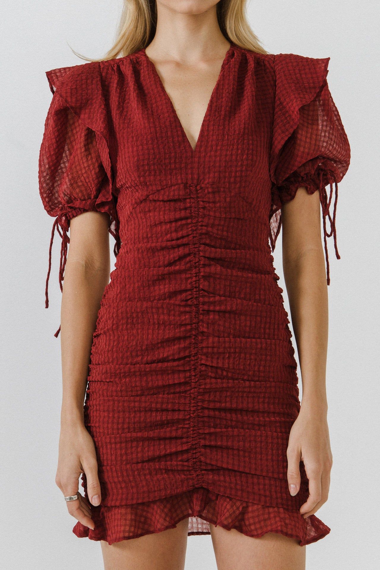 Puff Sleeve Ruched Mini Dress sold by Endless Rose product image thumbnail 2