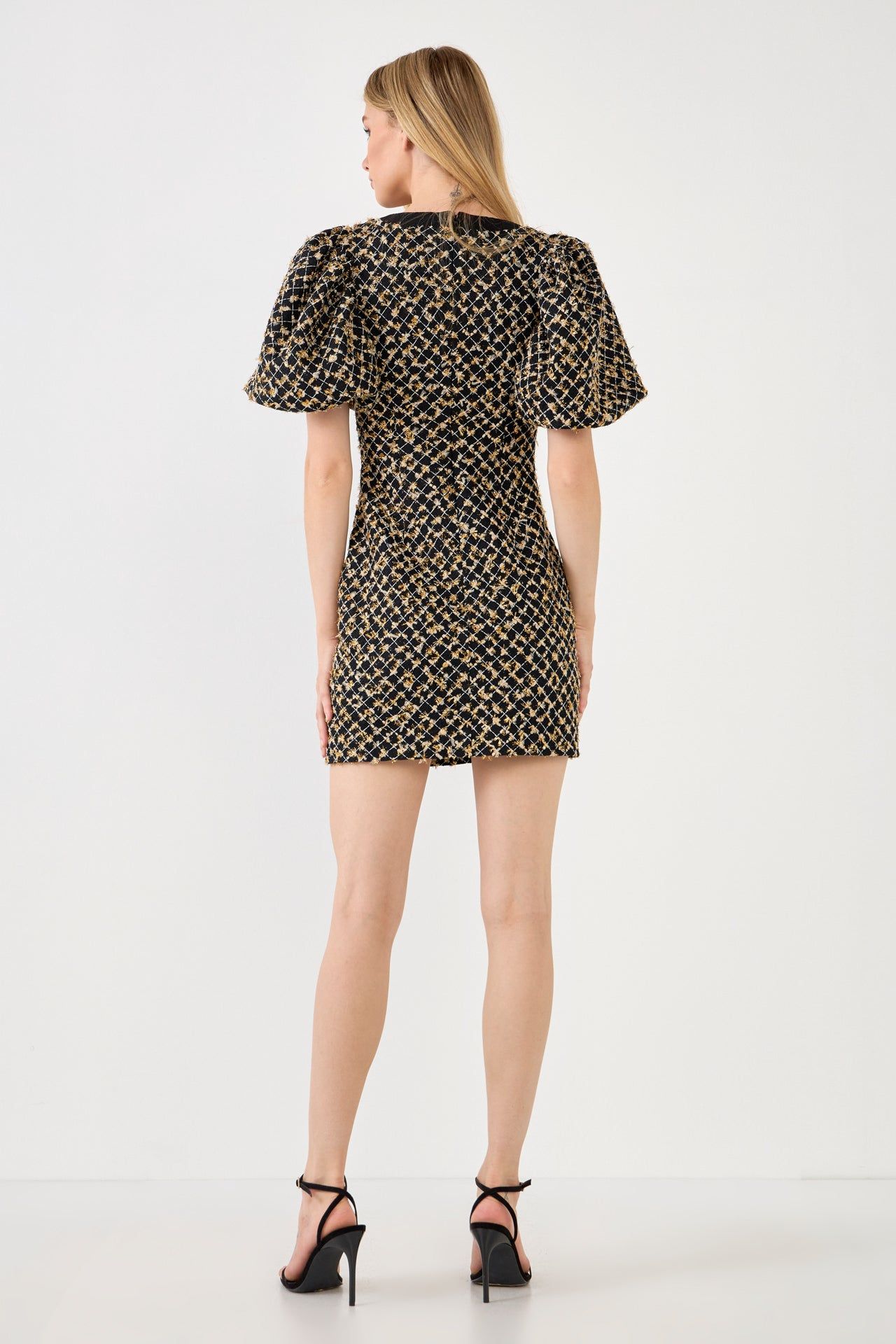 Tweed Gold Button Detail Mini Dress sold by Endless Rose product image thumbnail 4