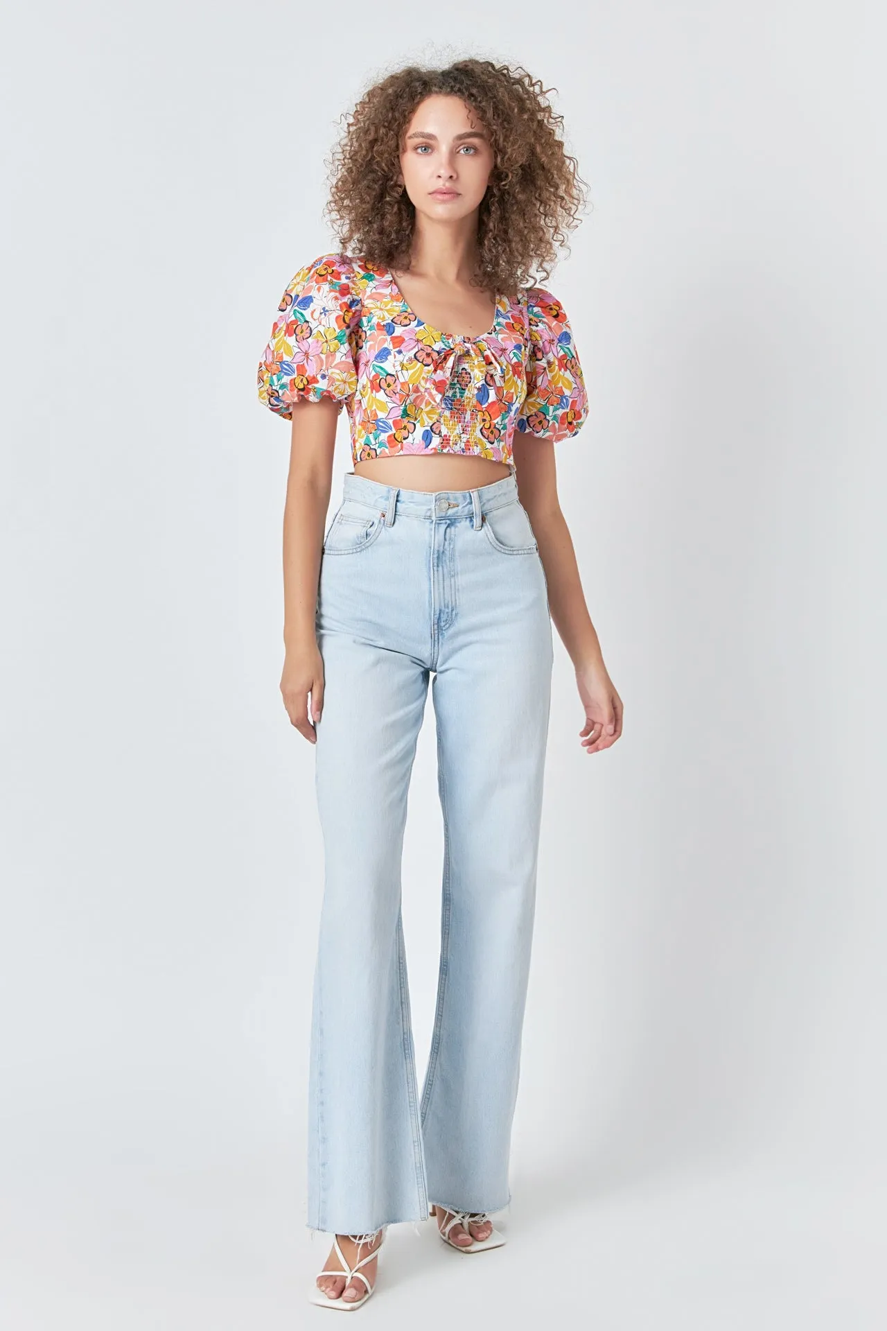 Cotton Floral Print Puff Sleeve Top sold by Endless Rose