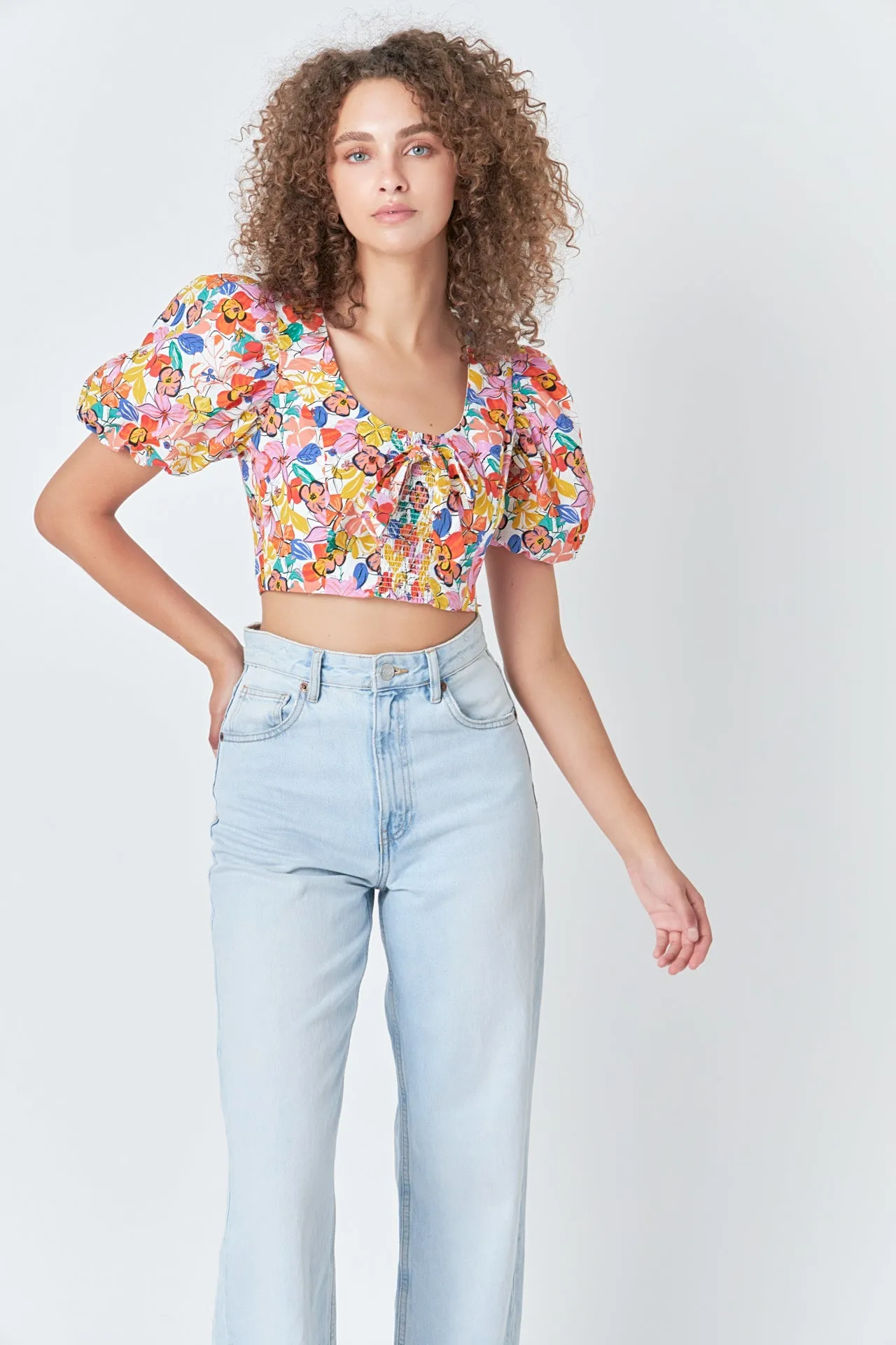 Cotton Floral Print Puff Sleeve Top sold by Endless Rose product image thumbnail 5
