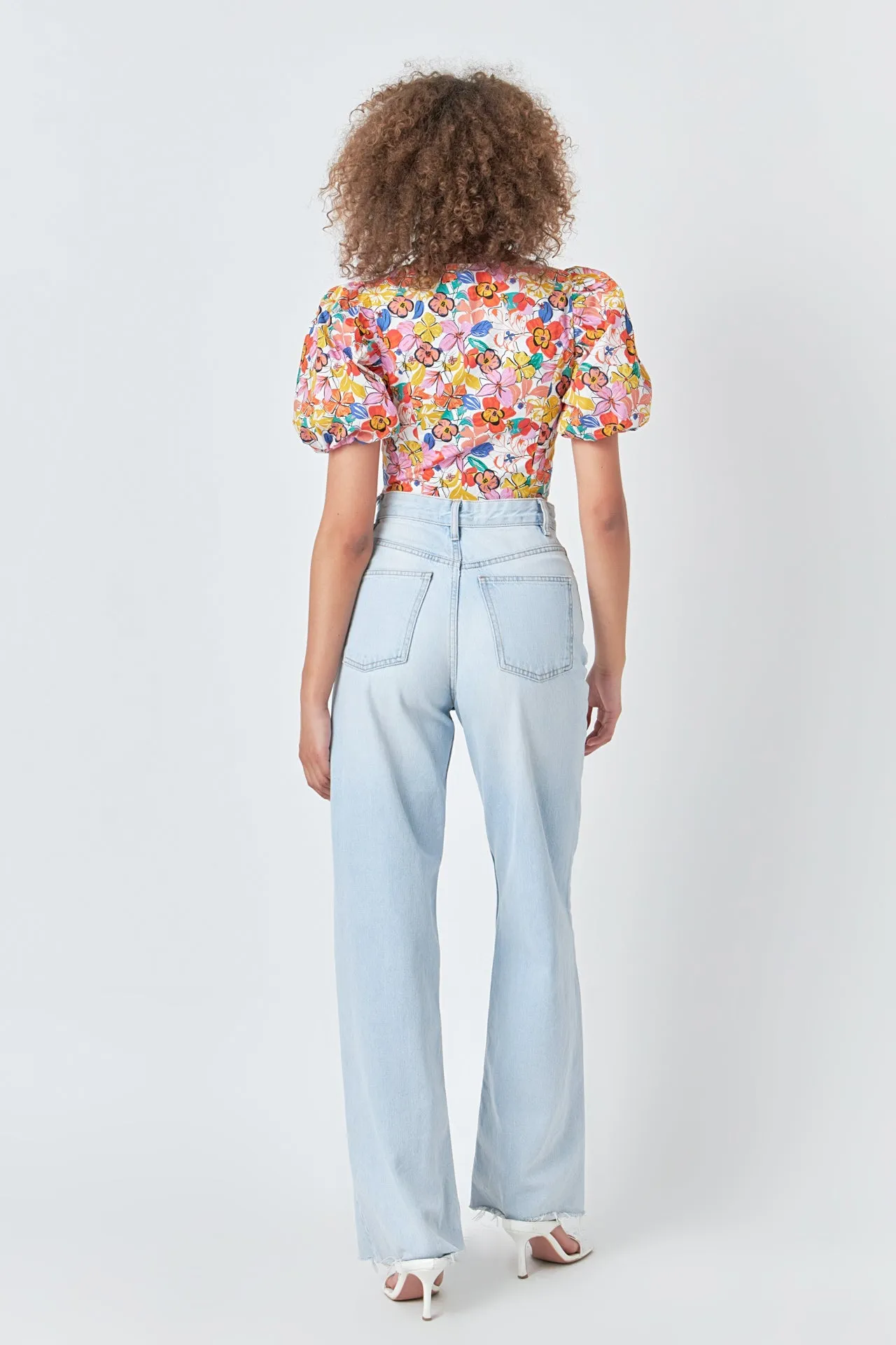 Cotton Floral Print Puff Sleeve Top sold by Endless Rose product image thumbnail 4