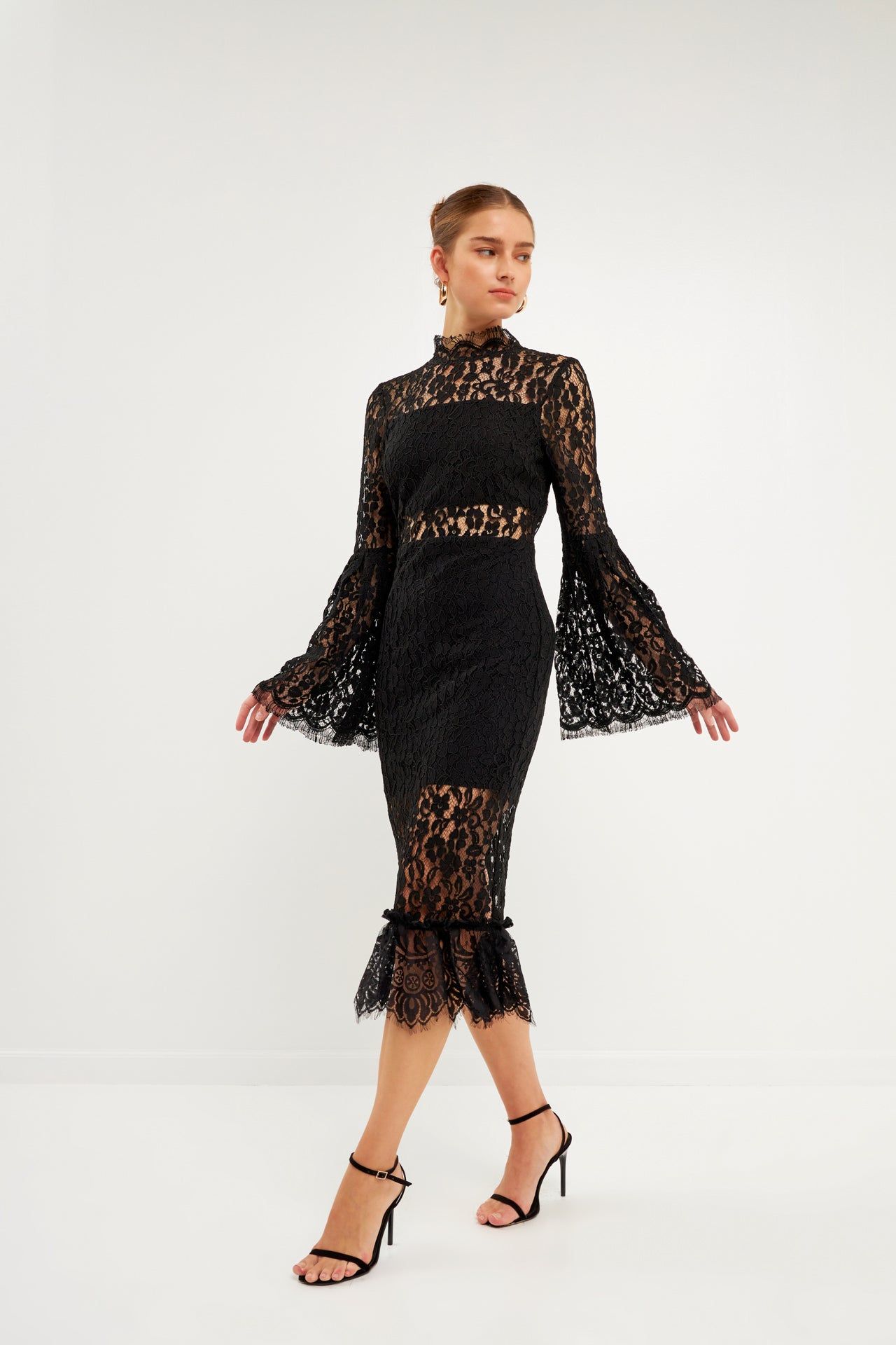 Long-Sleeved Lace Midi Dress sold by Endless Rose product image thumbnail 3