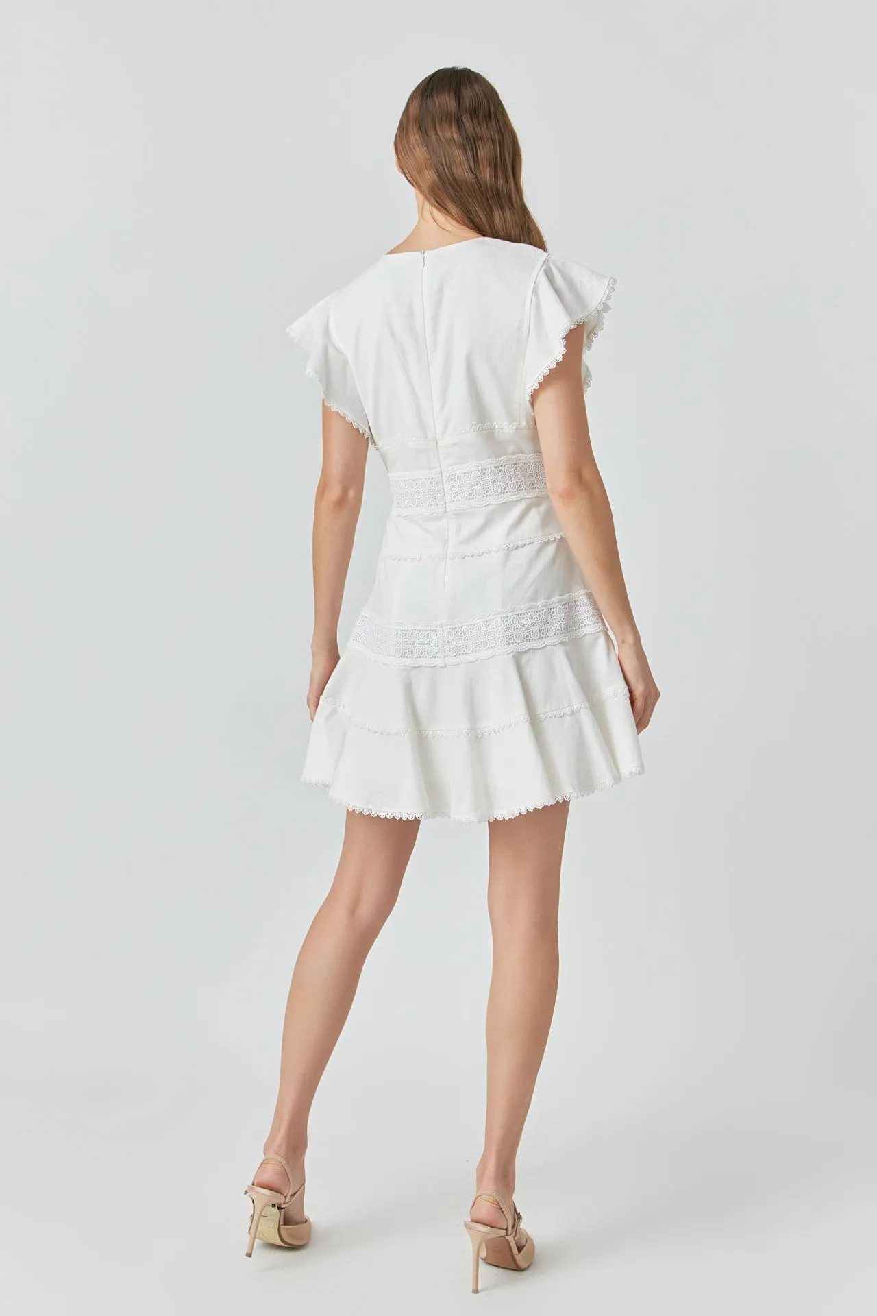 Lace Trimmed Ruffle Sleeve Dress with Cutout sold by Endless Rose product image thumbnail 4