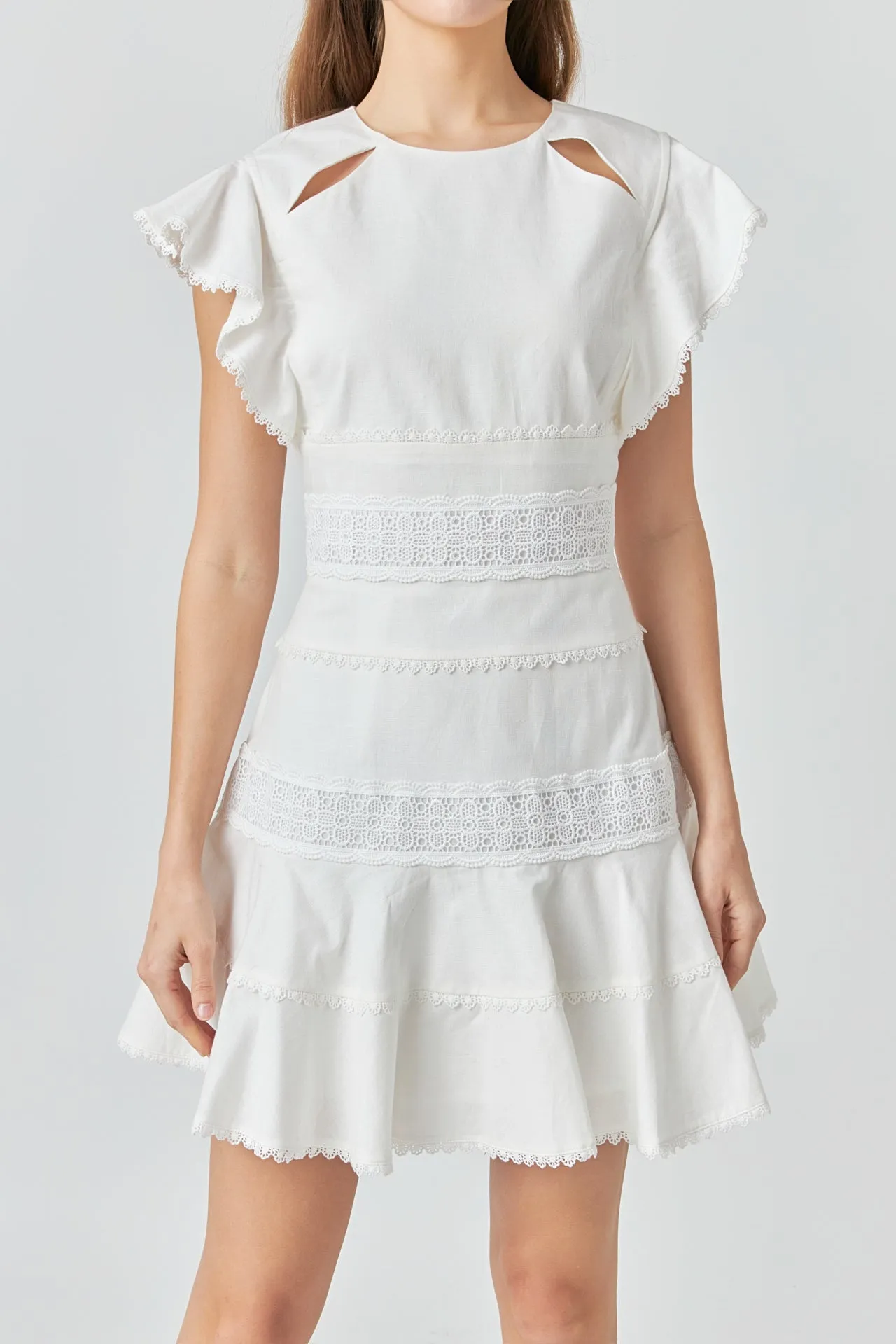 Lace Trimmed Ruffle Sleeve Dress with Cutout sold by Endless Rose product image thumbnail 2