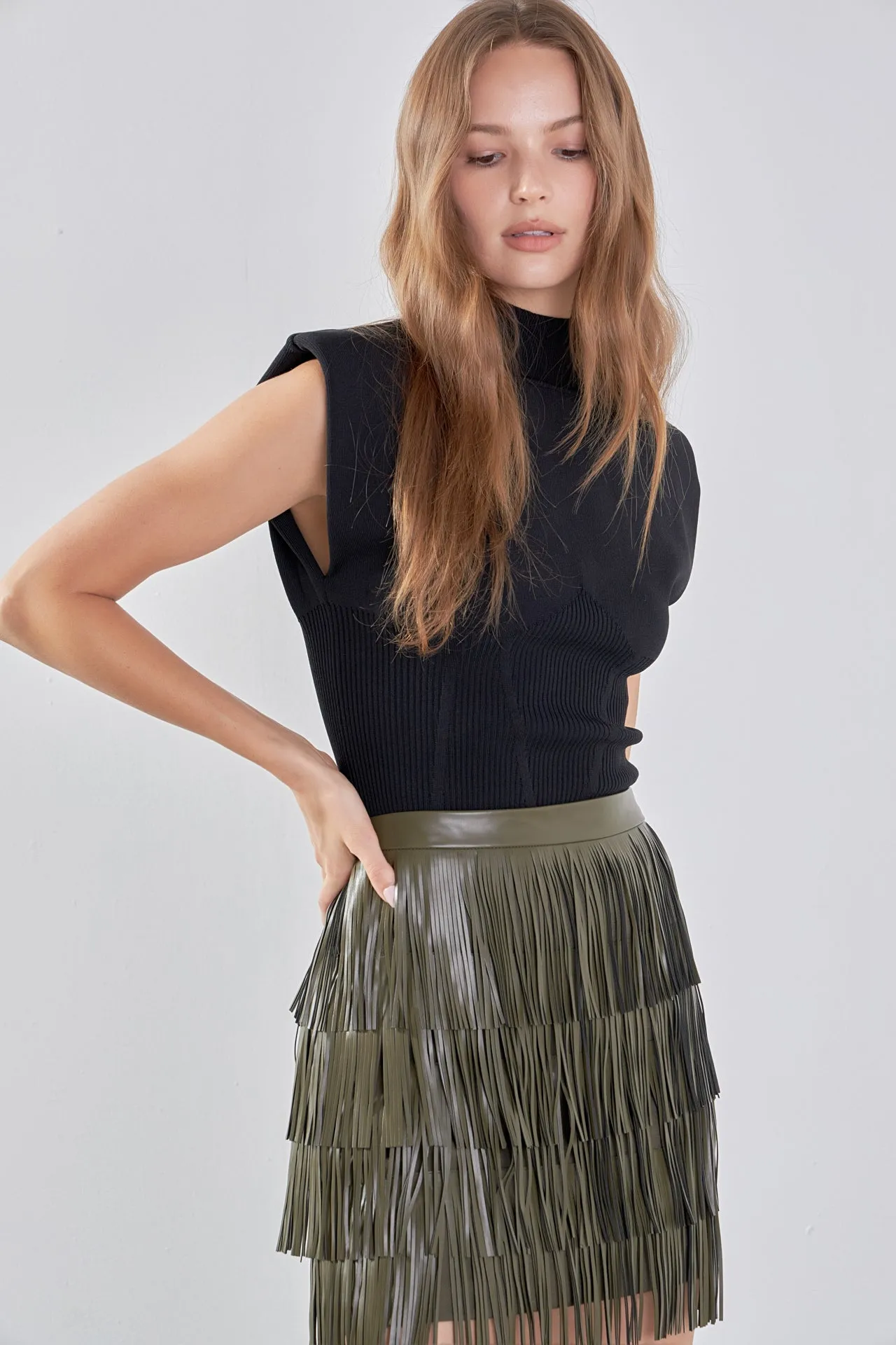 Faux Leather Fringe Mini Skirt sold by Endless Rose product image thumbnail 5