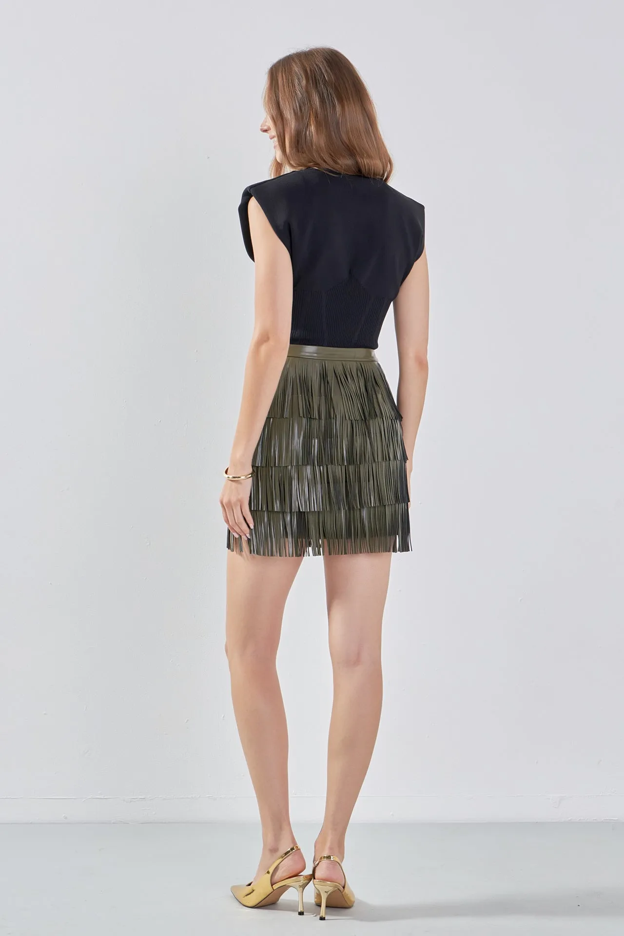 Faux Leather Fringe Mini Skirt sold by Endless Rose product image thumbnail 4