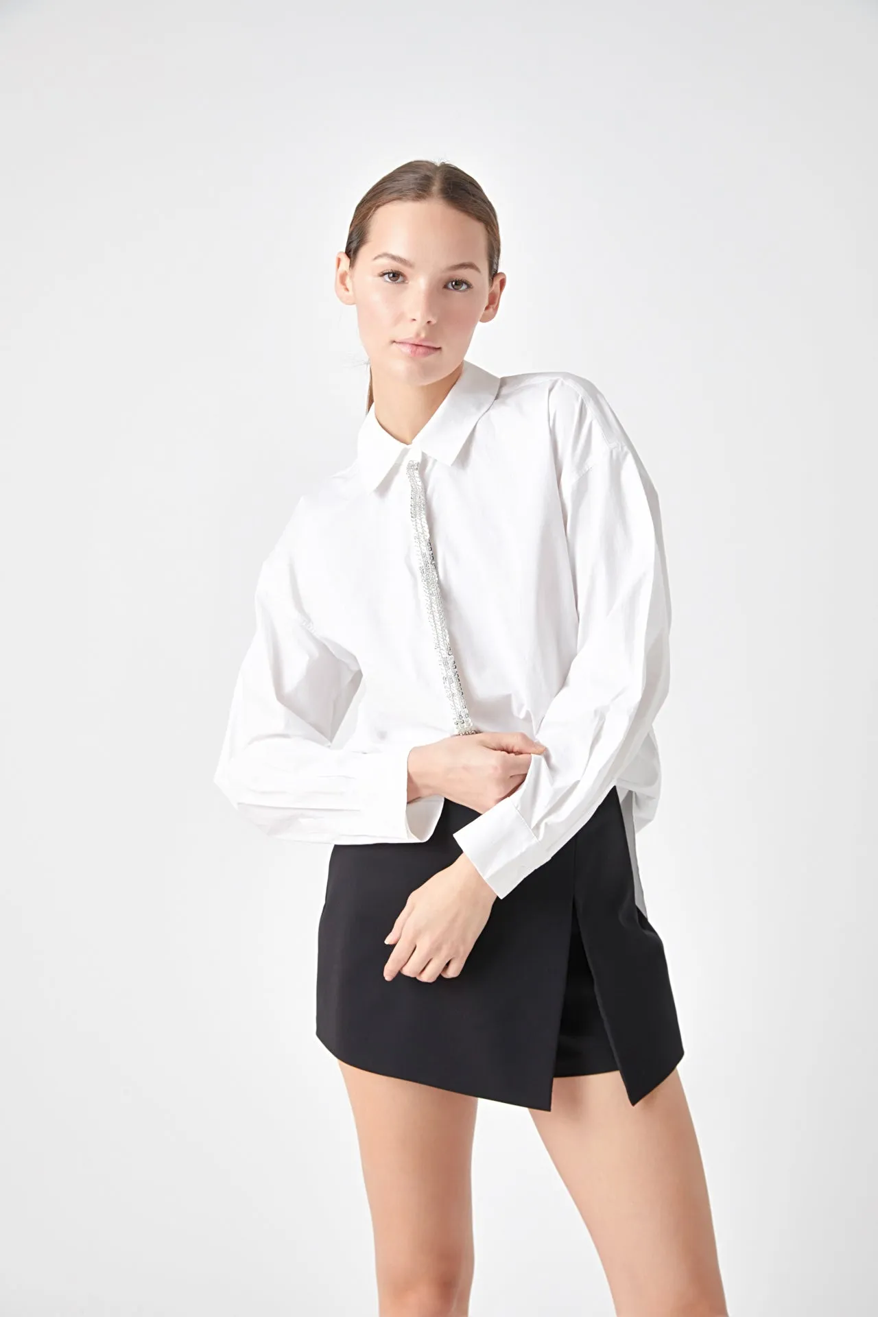 Sequined Placket Button-Up Shirt sold by Endless Rose product image thumbnail 5