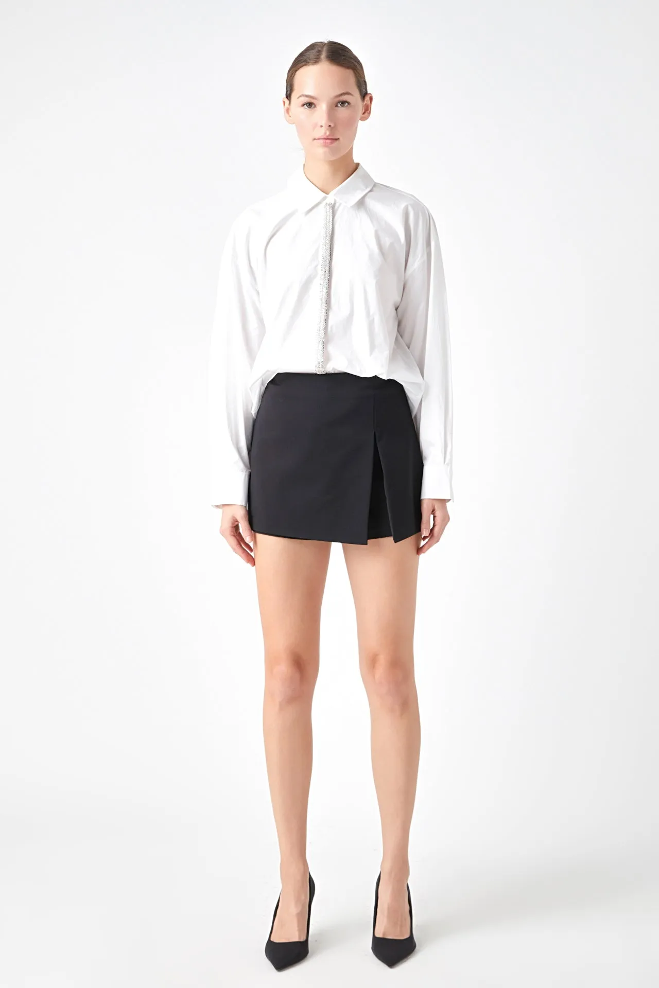Sequined Placket Button-Up Shirt sold by Endless Rose