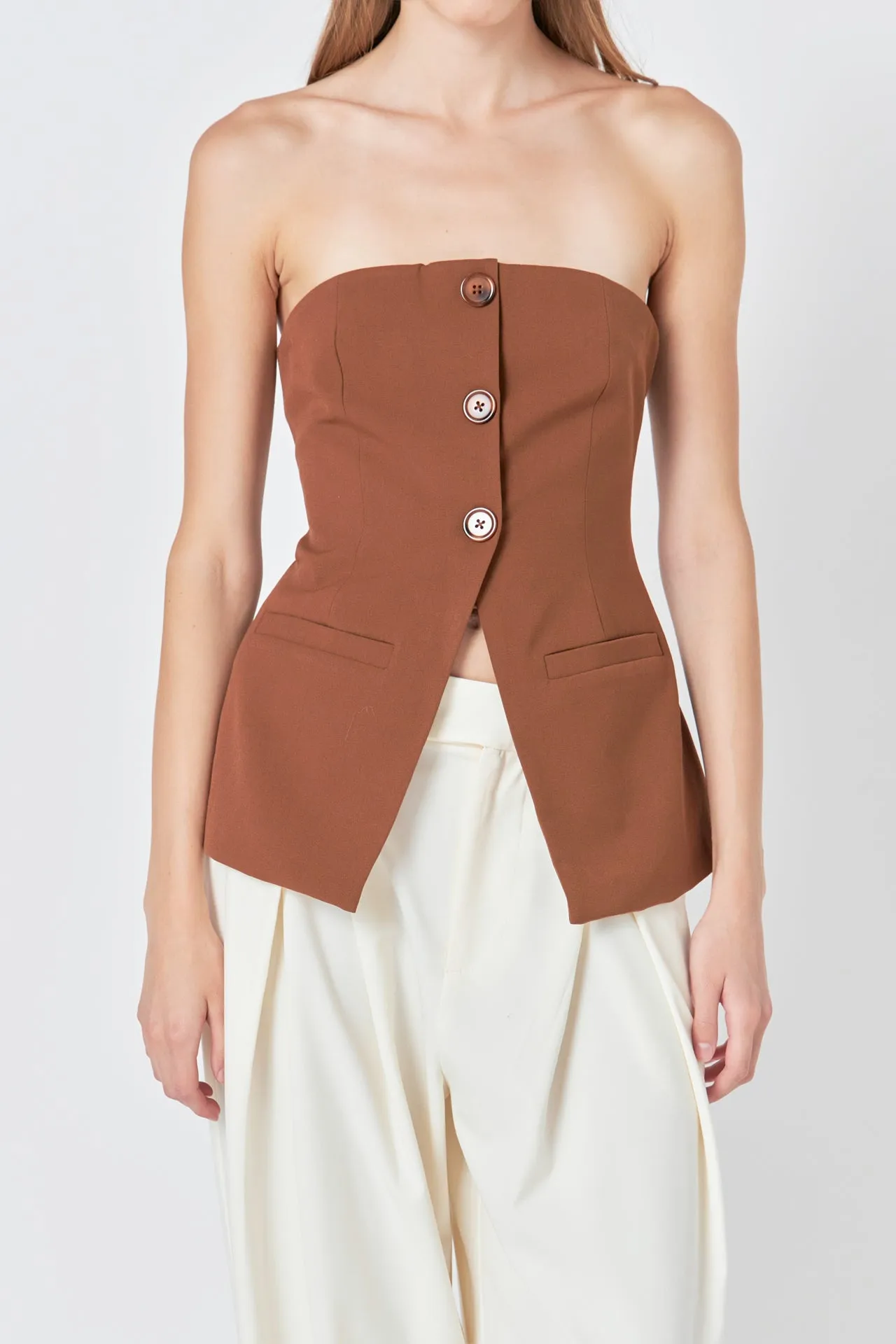 Strapless 3-pc button Long Top sold by Endless Rose product image thumbnail 2