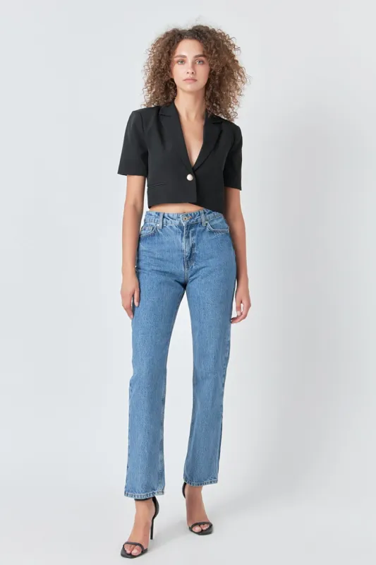 Cropped Short Sleeve Blazer sold by Endless Rose