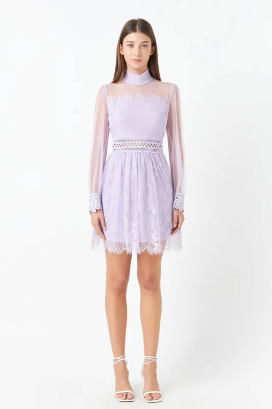 Long Sleeve Lace Mini Dress sold by Endless Rose