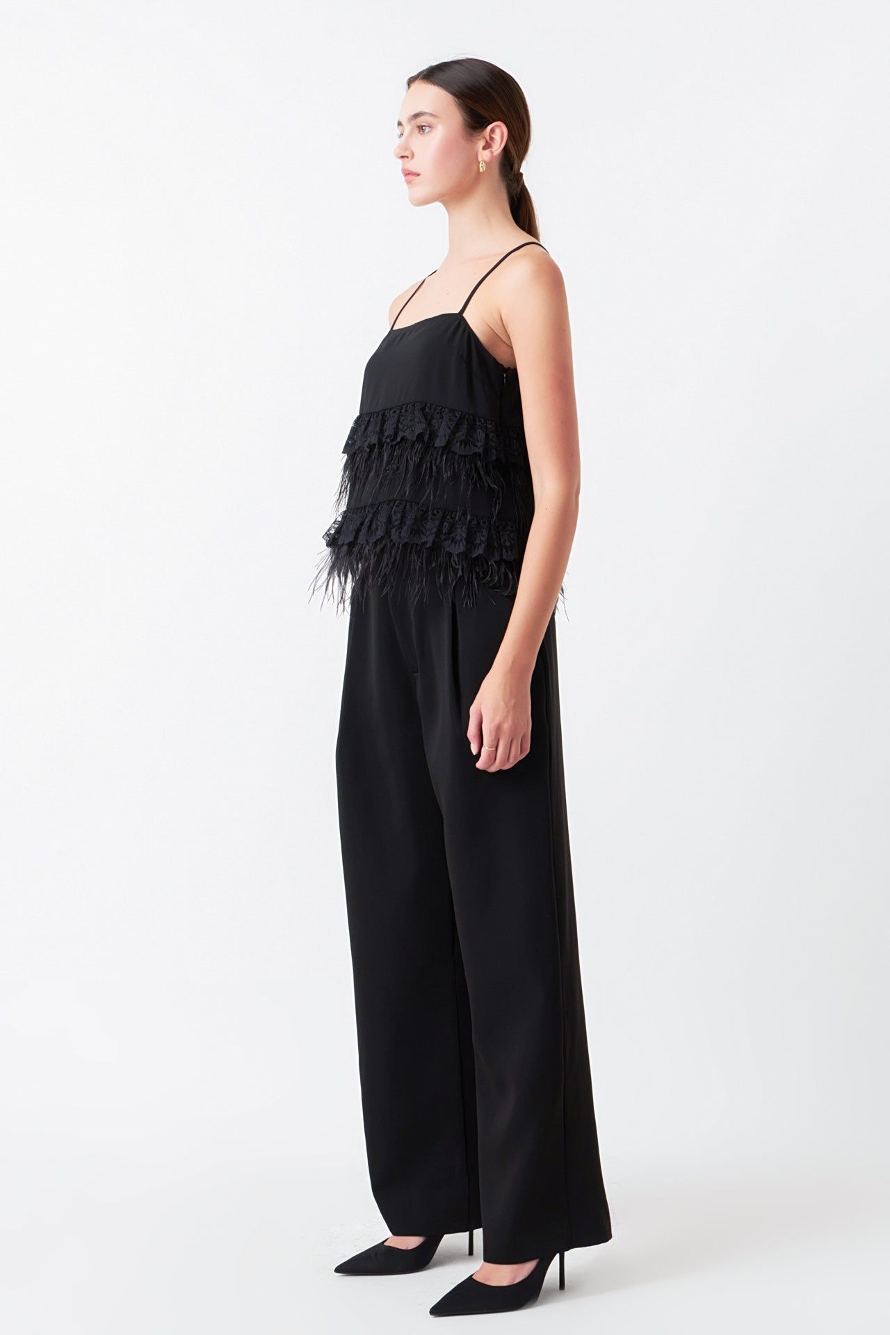 Lace & Feather Trim Tank Top sold by Endless Rose product image thumbnail 3