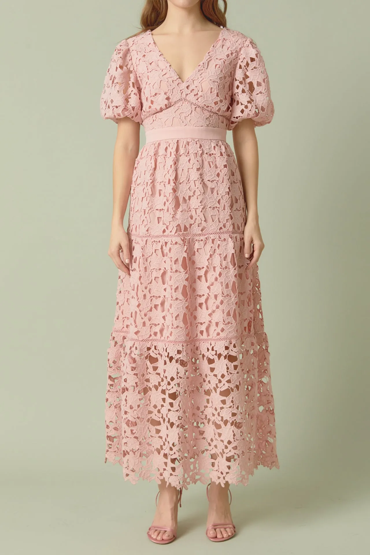 Puff Sleeve Lace Tiered Maxi Dress sold by Endless Rose product image thumbnail 2