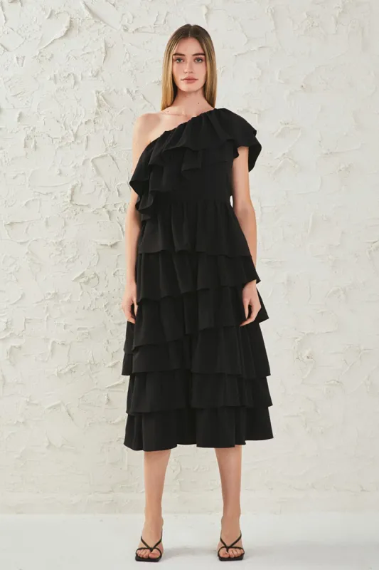 One Shoulder Tiered Maxi Dress sold by Endless Rose