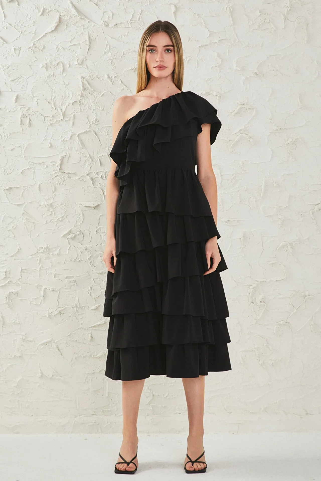 One Shoulder Tiered Maxi Dress sold by Endless Rose