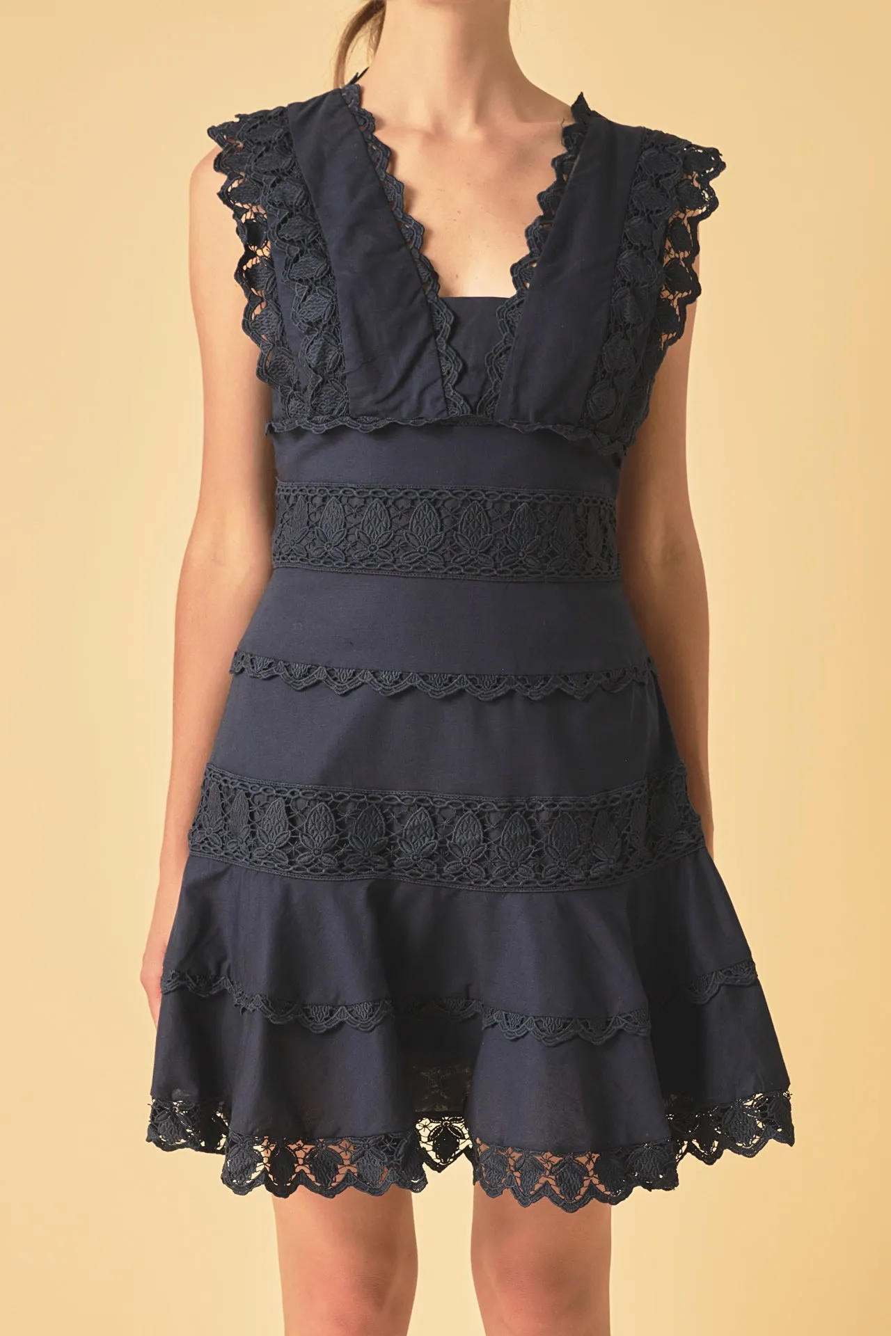 Plunging Neck Lace Trim Dress - Final Sale sold by Endless Rose product image thumbnail 2