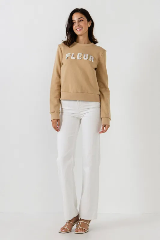 Beads Lettering Patch Sweatshirt sold by Endless Rose